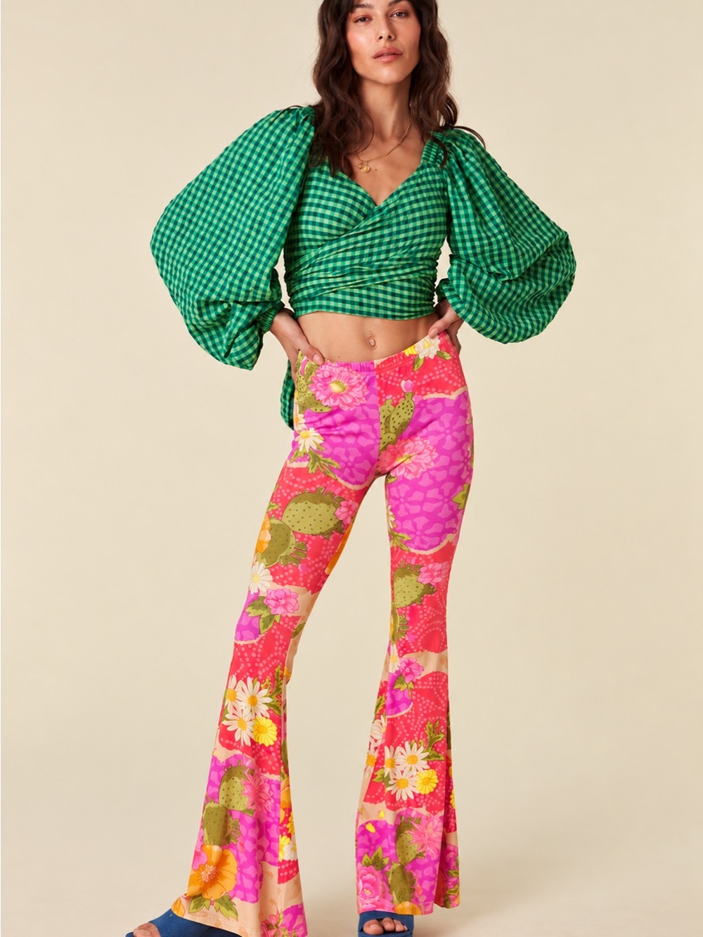🌵 NWT SPELL Joshua Tree Bells Pants Candy Floral Cactus M - Picture 2 of 5